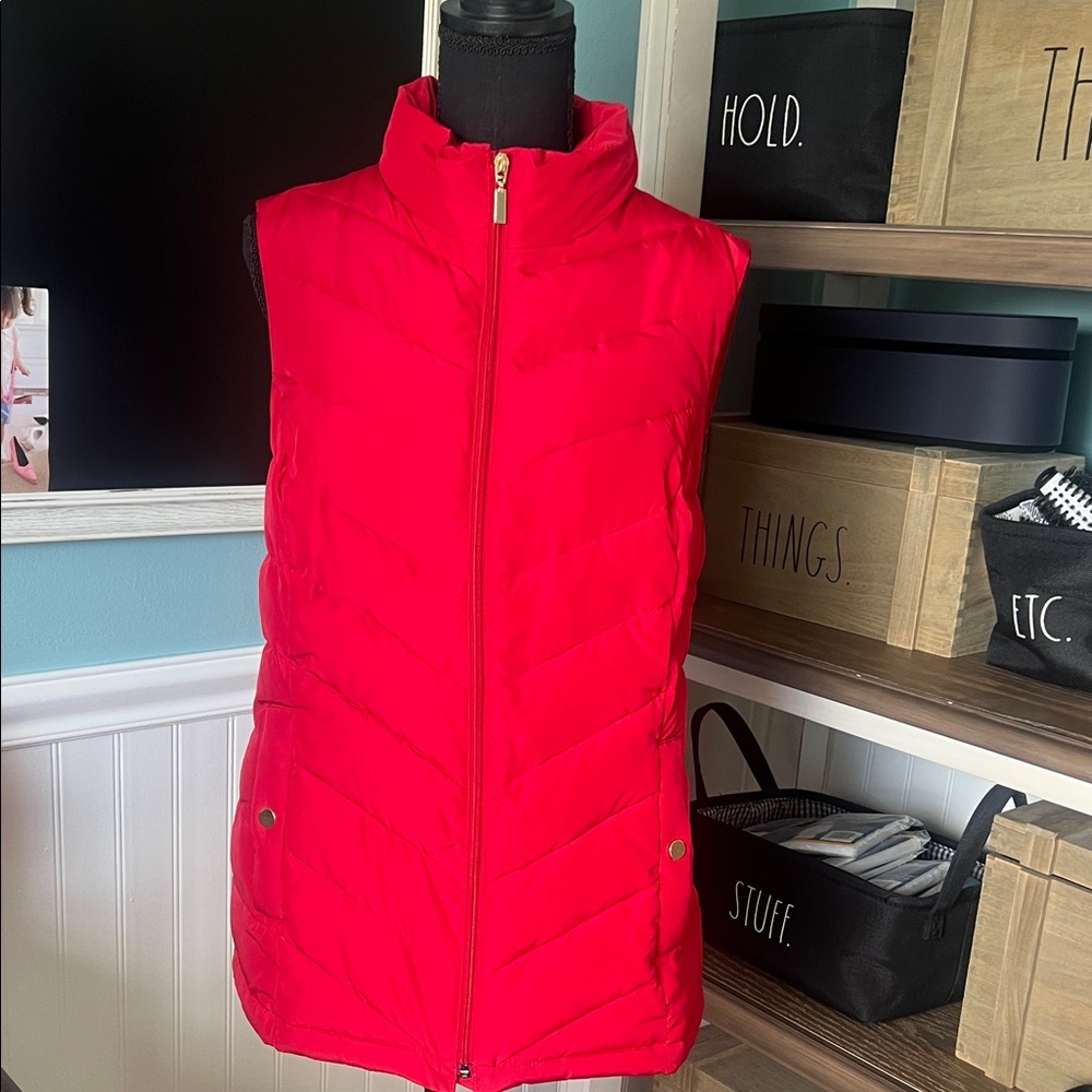 Charter Club Vibrant Red Quilted Vest